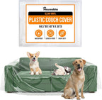 Plastic Couch Cover, Plastic Couch Covers for Pets, Cats, 84.5 x 40 x 36 in | Houseables Clear Sofa Protector for Moving, Loveseat Protector, Storage, Pets, Spills, Heavy Duty, Waterproof, Vinyl, Thick