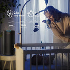Afloia Air Purifier for Home Large Room Bedroom up to 1076 Sq Ft | 3-Stage Filter, 22dB Sleep Mode, 7 Color Light, 2/4/8H Timer, Kilo Black