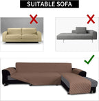 Easy-Going Reversible L-Shape Sectional Couch Cover, Large, Brown/Brown | Soft Sofa Slipcover For Dogs, Fits Left/Right Chaise Lounge Protector, Water Resistant Mat For Living Room
