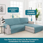 Turquoize 100% Waterproof Sofa Covers Chaise Lounge L Shape Sofa Protector Slip Cover Triple Non-Slip Sofa Slipcover for Chaise Sectional Couch Cover for Pets, Kids (Chaise, Stone Blue)