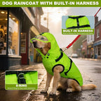 Dog Raincoat with Built-in Harness, Dog Rain Jacket with Clear Hood | Rain Coat For Gaint Dogs, Doggy Poncho With Leash Hole, Reflective Strips, For Rainy Snowy Weather Walks, Hiking Camping, 4XL
