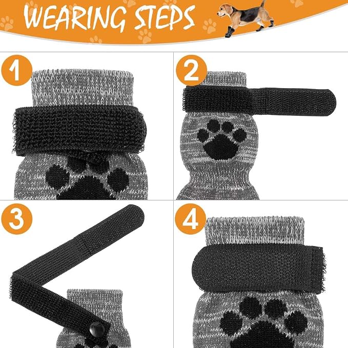 KOOLTAIL Anti Slip Dog Socks for Hot/Clod Pavement to Prevent Licking Paws，Dog Booties for Hardwood Floors, Traction Rain Dog Boots&Paw Protectors Shoes with Grip for Small Medium Large Senior Dogs XL