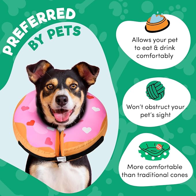 BENCMATE Inflatable Dog Cone Collar Alternative, Soft Dog Cone for Small Medium Large Dogs and Cats, Neck Recovery ECollar Donut Collar After Surgery (XLarge, HeartShape)