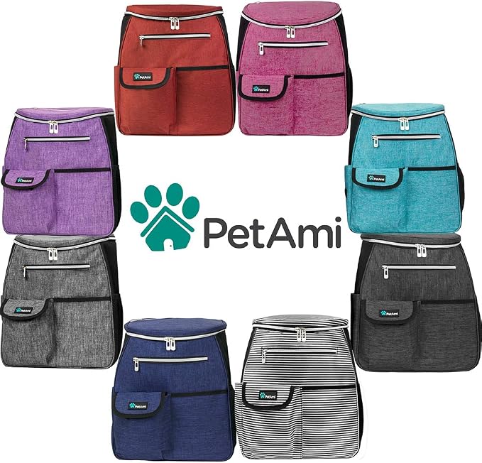 PetAmi Dog Travel Bag Backpack, 27L Airline Approved Pet Supplies Organizer with 2 Food Containers, 2 Collapsible Bowls & Poop Bag Dispenser, Weekend Road Trip Camping Dog Mom Gift, Gray