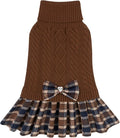 KYEESE Dog Sweater Dress Turtleneck Thick Knit Pullover for Cold Weather | Stretchy Fit, Lightweight & Warm, Cozy Knit Comfort, Cute Bow Accent, Gentle on Sensitive Skin, Comfortable Daily Wear