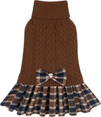 KYEESE Dog Sweater Dress Turtleneck Thick Knit Pullover for Cold Weather | Stretchy Fit, Lightweight & Warm, Cozy Knit Comfort, Cute Bow Accent, Gentle on Sensitive Skin, Comfortable Daily Wear