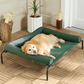 Cooling Elevated Dog Bed for Large Dogs – Waterproof Raised Dog Cot with Slope Headrest, Breathable Teslin Mesh, Durable & Portable Pet Bed for Indoor and Outdoor Use, Green