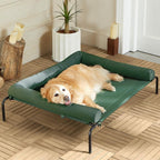 Cooling Elevated Dog Bed for Large Dogs – Waterproof Raised Dog Cot with Slope Headrest, Breathable Teslin Mesh, Durable & Portable Pet Bed for Indoor and Outdoor Use, Green