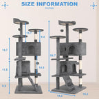 FDW | 54" Cat Tree Tower | Light Gray | Multi-Level Indoor Activity Center | with Sisal Scratching Posts, Condos, Plush Perches, Hanging Cat Toys | Sturdy, Easy to Assemble | for Kittens & Adult Cats