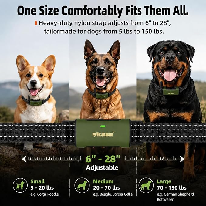 Training Collar for Dogs with Remote Control, Dark Green | 4500FT Range, IPX8 Waterproof, 5-150 Lbs, 4 Training Modes, Security Lock, Dog Training