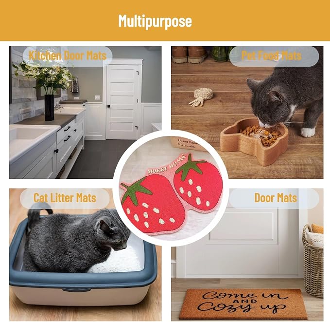 Cute Litter Mat, Lexible Fruit Skid Resistance Cat Litter Mat Litter Trapping Mat Litter Box Mat cat Litter Box mat for Cat Food Catching and Floor Protection - 15. 7x23. 6in