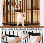 SHYUJAJIE 37 Inch Tall Baby Gate with Small Cat Door | Adjustable 29.55"-40.55 "Wide,Auto Close Dog Gate, Easy Walk Thru Pet Gate for Stairs, Doorway, House, Pressure Mounted