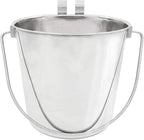 Flat Sided Pail with Dual Hooks, Snugly Fit On Dog, Cat and Critter Crates & Cages, Heavy Duty Stainless Steel | 9 Quart (PN: FSP-9)