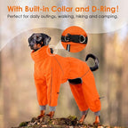 Lelepet Waterproof Dog Raincoat, Hooded Dog Rain Jacket, Full Body Coverage | Adjustable Full-Body Dog Rain Coat, Built-in Collar and D-ring, Snowproof & Windproof Rain Jacket, Reflective Stripe