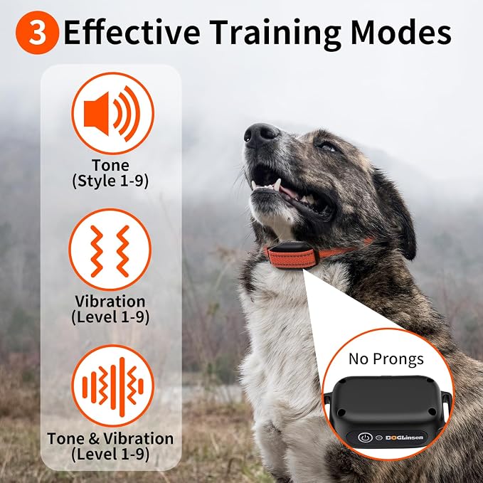 No Shock Dog Training Collar with Remote 3300ft Range | Vibrating Dog Collar, Vibration Collar for Small Medium Large Dogs, 9 Style Tones and Vibration Collar