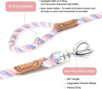 Mile High Life Rainbow Dog Leash Braided Cotton Rope w Leather-Wrapped Ends | Rust-proof 360° swivel clasp, Heavy-duty for medium/large breeds. Great for weddings, daily walks (6FT, 1/2", Pink/Purple)