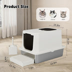 RIZZARI Stainless Steel Cat Litter Box: Dual Access, Hidden Pan, Easy Clean | Dual Front-Top Entry / Stainless Anti-Odor / Litter-Catch Pedal / Splash Guard Shield / Tool-Free Assembly / Compact Corner