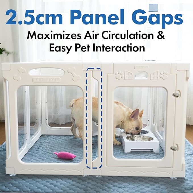 2 Room Acrylic Dog Playpen Indoor, Height 30", 14 Panels, Ideal for Small & Toy Dogs, White