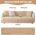 Soft Plush Geometric Quilted Couch Sofa Cover Boho Non Slip Fuzzy Sectional Couch Cover Solid Color Washable Sofa Slipcover Furniture Protector for Kids Dogs Cats (Coffee,43"x63")