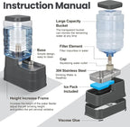 Automatic Dog Water Dispenser Gravity Stainless Steel Water Feeder Cat Waterer Feeder with Wide Mouth Bowl for Small Medium Dog Puppy Kitten (Filter &Ice Pack Included) 2.2Gallon Gray
