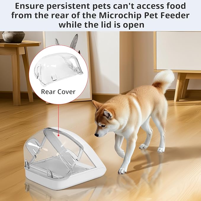 Rear Cover for Automatic Microchip Cat Pet Feeder - Prevents Persistent Pet from Getting Food from The Back of The Feeder (3 Pack)