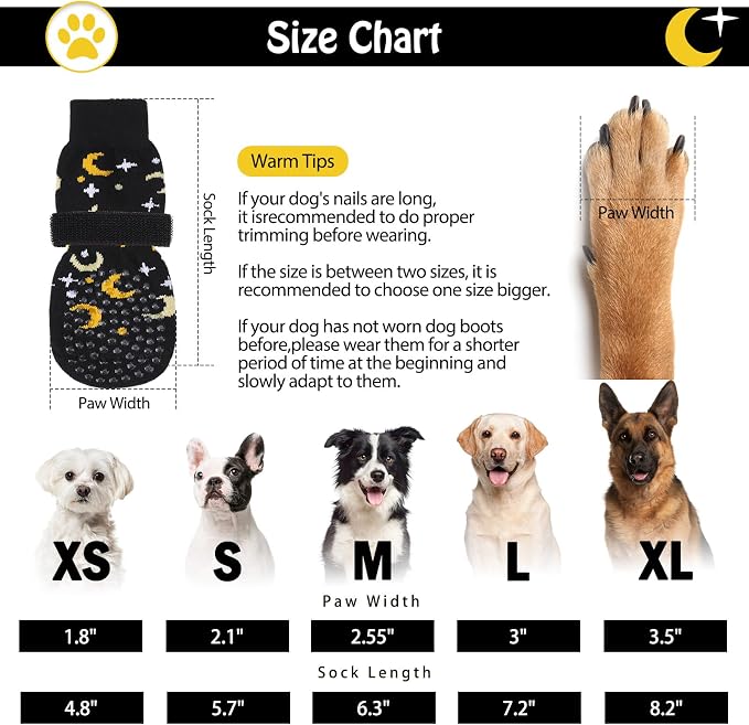 SCENEREAL Anti Slip Dog Socks to Prevent Licking Paws for Hardwood Floors | Double Sides Dog Shoes Boots & Paw Protectors for Hot/Cold Pavement, Dog Grippy Booties for Small Medium Large Senior Dogs