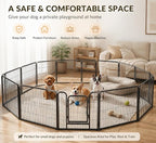 Metal Dog Playpen - 32" Height 16 Panels Foldable Exercise Pen for Dogs Indoor/Outdoor Pen with Door for Pet Animals Portable Pet Playpen Polygon Dog Enclosure (Black)