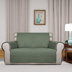 PureFit Reversible Quilted Couch Covers for Dogs Loveseat Sofa Cover 46.5” | Greyish Green/Beige, Water Resistant Couch Protector, Washable Pet Couch Cover with Non Slip and Elastic Straps For Kids