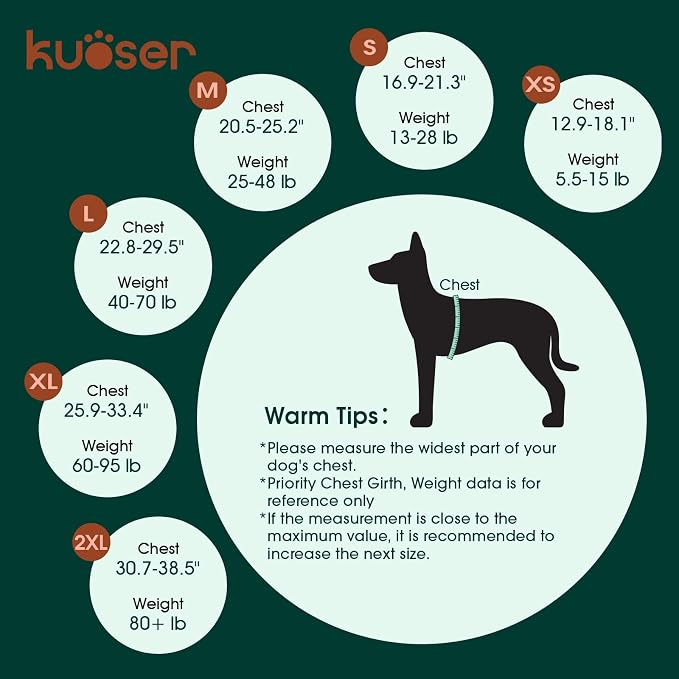 Kuoser Dog Life Jacket, High Flotation Reflective Dog Life Vest, Blue, L | Adjustable Dog Lifejackets for Small Medium Large Dogs, Lifevest with Rescue Handle for Swimming, Boating, Lake, Beach & Pool