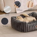 ZOMISIA Small Dog Bed, Cat Bed for Indoor Cats with Washable Cover, 20x19'' | Orthopedic Dog Beds for Small Dogs, Neck-Friendly Bolster, Low-Front Edge, Puppy Bed with Waterproof Removable Cover , Grey