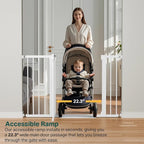 Cumbor Pack of 2 Baby Gate for Stairs, 29.7–48" Pressure Mounted Dog Gate for Doorways, Auto Close Safety Pet Gate Indoor, Easy Walk Thru Wide Child Gate, White, Mom's Choice Award Winner