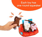 Hollypet Squeaky Hide and Seek Dog Toys for Small and Medium Dogs, Farm | Interactive Plush Stuffed Dog Squeak Toys for Small Medium Sized Dogs and Non-Aggressive Chewers, Puppy Teeth Clean Chew Toys