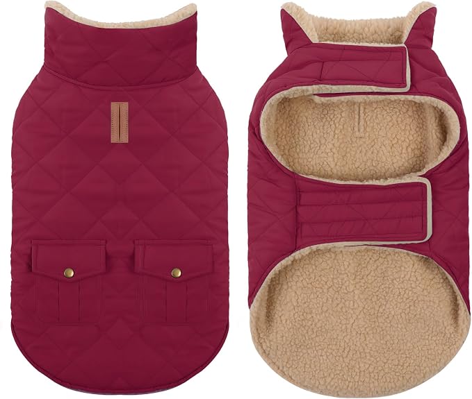 Dog Winter Jacket for Extra-Large Dogs, Pet Windproof Cold Weather Coats, Pets Clothes Snow Jacket, Golden Retriever, Labrador Retriever, Husky, Burgundy XL