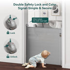 Babepai Retractable Baby Gates for Stairs, Retractable Dog Gate for Indoor/Outdoor Use | Child Gates for Doorways, Deck, Porch, Hallways, Patio (Grey, 55" Wide × 34" Height)