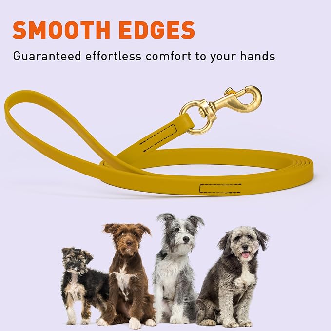 Viper Biothane K9 Working Dog Leash Waterproof Lead for Tracking Training Schutzhund Odor-Proof Long Line with Solid Brass Snap for Puppy Medium and Large Dogs, 15ft Treasure Gold