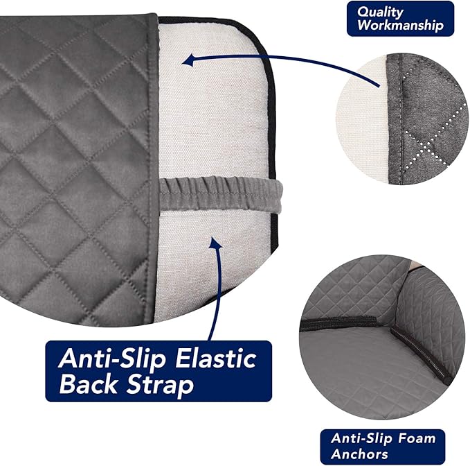 PureFit Reversible Quilted Sofa Cover Dog Couch Covers for Sofa, 66 in | Gray/Light Gray, Water Resistant Couch Protector, Washable Pet Couch Cover with Non Slip and Elastic Straps For Kids