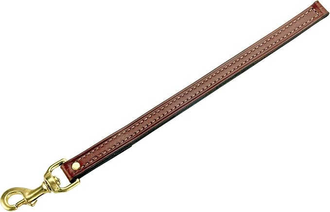 Mendota Pet Leather Steady Tab - Dog Lead - Made in The USA - Chestnut, 3/4 in x 12 in