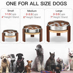 Elevated Dog Bowl Stand, 7'' Height Raised Stand for Large Dogs, Includes 3Cups Stainless Steel Slow Feeder Dog Bowl, Durable Solid Hardwood