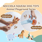 Nocciola Dog Squeak Toys 3pcs, Dog Toys to Keep Them Busy for Aggressive Chewers, Hide and Seek Crinkle Dog Toy for Large Dogs, Long Face Wild Animals Playground Series