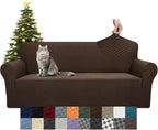 YEMYHOM Couch Cover Latest Jacquard Design High Stretch Sofa Covers for 3 Cushion Couch, Pet Dog Cat Proof Slipcover Non Slip Magic Elastic Furniture Protector (Large, Dark Coffee)