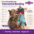 Pounce & Purr Meow Mitt Wearable Cat Wrestling Glove Puppet - Mouse | Catnip & Silvervine plush hand puppet, crinkle sounds & wiggling arms - dual-layer interactive toy, indoor cats & kitten
