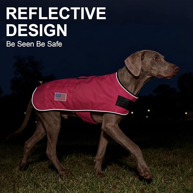 BEAUTYZOO Dog Winter Coat for Large Dogs Waterproof, Warm Reflective Great Dane Oxford Canvas Jacket, Fleece Dog Cold Weather Coats Windproof for Female Male Dogs, Rose Pink L