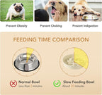 Havniva Elevated Slow Feeder Dog Bowls, Ceramic Dog Bowl Slow Feeder Set | 1.6 Cups Raised Slow Feeding Bowl for Medium Breed, 7.3” Dog Water Bowl with Wooden Stand, Puzzle Dog Slow Feeder, Non-slip