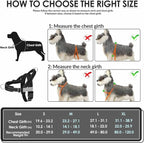 Lukovee No Pull Dog Harness and Leash Set - Adjustable Soft Padded Vest with Front Clip for Easy Control, Reflective Durable Harness for Safe Daily Training Walking for Medium Large Dogs (M, Black)