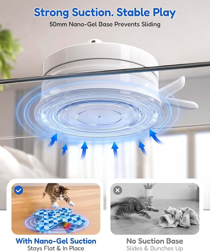 PetBusy [2026 Upgraded Smart Interactive Cat Toys for Indoor Cats, [Week-Long Rechargeable Battery] for Hands-Free Play, Automatic Hide &Seek Rainbow Tail Keeps Bored Kittens Chasing and Pouncing