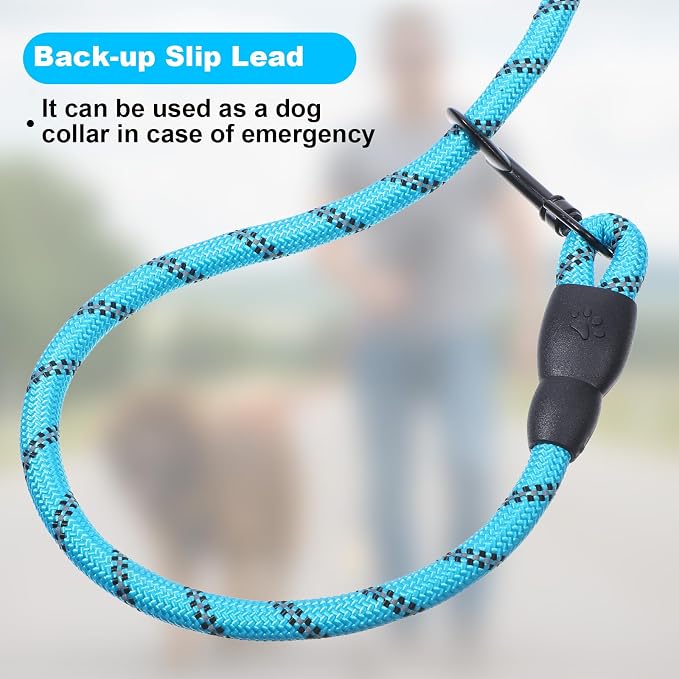 12 Pack Rope Dog Leash, 5.2FT Nylon Pet Leash with Reflective Thread, Soft Padded Handle Thick for Large Medium Dogs Small Puppy