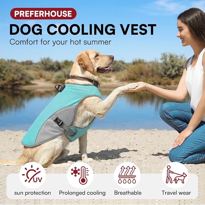 Dog Cooling Vest for Extra Large Dogs, Dog Cooling Jacket with Mesh and D Ring, Pet Reflective Stripe Cooler Coat for Hot Summer, Blue-3XL
