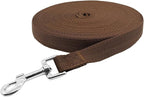 Nylon Training Dog Leash for Small Medium Large Dogs, 15ft 20ft 30ft 50ft Long Leash Dog/Puppy Lead for Obedience Recall Training, Camping (1" x 15ft, Brown)
