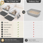 2 Pack Small Cat Litter Box with Mat & Scoop, Open Top High Sides | 2 Pack Small Cat Litter Boxes with Mat & Scoop, Open Top High Sides Low Entry, Easy Clean for Kittens & Small Cats