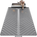 Large Silicone Cat Litter Mat Litter Trapping Pad for Litter Box | 34" x 22", Silicone, Foldable, Non-Slip, Friendly Soft on Cat Paws, Easy to Clean, Scatter Control, Gray